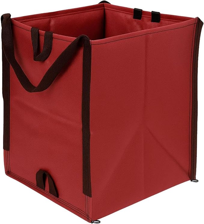 DURASACK Heavy Duty Home and Yard Waste Bag 48-Gallon Woven Polypropylene, Reusable Lawn and Leaf Garden Bag with Reinforced Carry Handles, Pop-Up Self-Standing Garbage Can, Red (Pack of 2)