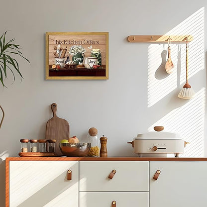 Vintage Kitchen Pictures Wall Decor, Country Kitchen Food Still Life Wall Art, Dining Room Decor Oil Painting, Canvas Prints Picture For Dining Room Kitchen Home Decor 8x10 Inch Wood Framed