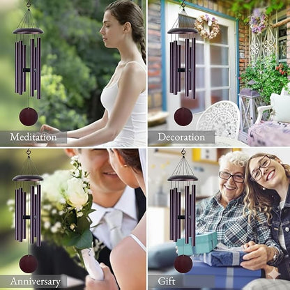 Wind Chimes for Outside Deep Tone, 38" Large WindChimes with 6 Tubes, 100% Rustproof Aluminum, Memorial Gift or Garden Patio Porch and Outdoor Décor(Bronze)