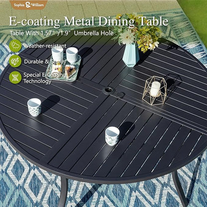 Sophia & William Outdoor Dining Set Patio Dining Set for 4 Round Patio Table and Chairs Set 5 Pieces with Swivel Patio Chairs 42" Metal Table for Garden Pool All Weather Blue