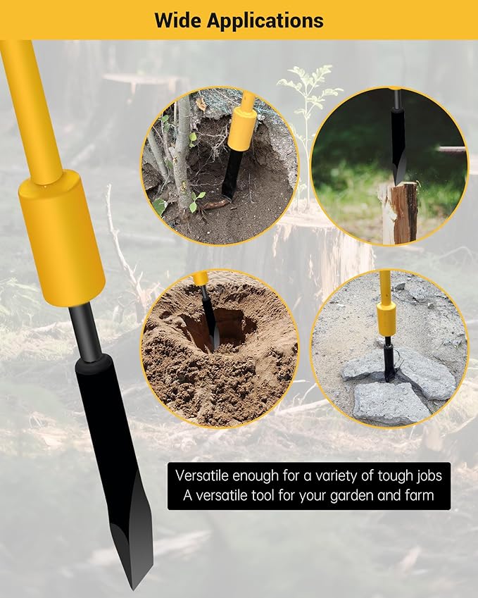 Tree Root Removal Tool, Heavy Duty Root Cutting Shrub Cutter Remover Tool Spade Bar, Fit for Bamboo, Tree Roots, Rocks, Shrubs, Bushes, Stumps. Sliding Gravity Hammer Mechanism