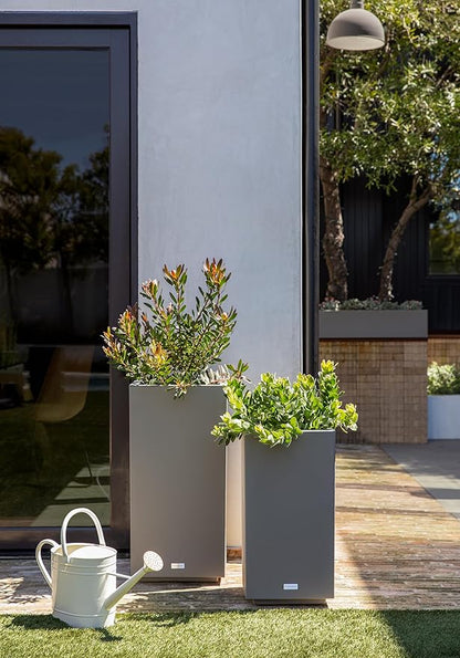 Veradek Block Series Pedestal Planter - Tall Planter for Indoor or Outdoor Front Porch | All-Weather Use with Removable Insert Bucket | Modern Décor for Flowers, Tall Trees, Faux Plants