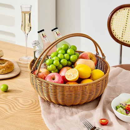 Fruit Bowl for Kitchen Counter, Large Fruit Basket with Handle, Suitable for Storing Fruits, Vegetables, Bread, Candys and Snacks