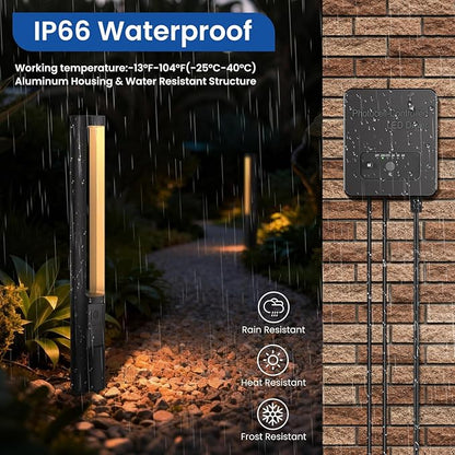 LED Low Voltage Landscape Lighting Kit, 4-Pack Pathway Lights with Transformer and UL Listed 33FT Wire Landscape Lights with Connectors for Walkway Garden Yard