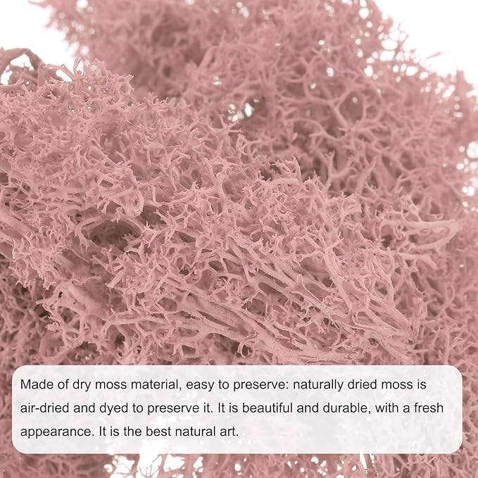 MECCANIXITY 3.5 OZ Moss Fake Craft Moss Artificial Moss Natural Preserved Moss for Craft Arts Floral DIY Project Wall Wedding Garden Patio Table Terrariums Decoration(Pink)
