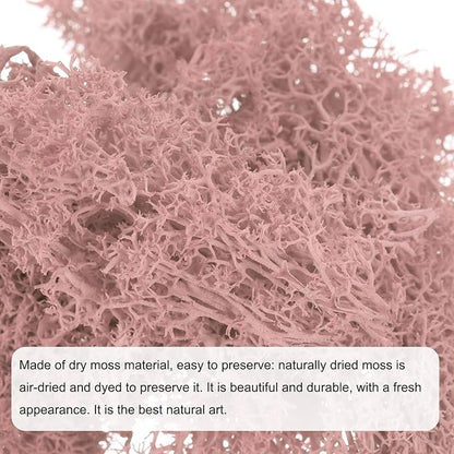 MECCANIXITY 3.5 OZ Moss Fake Craft Moss Artificial Moss Natural Preserved Moss for Craft Arts Floral DIY Project Wall Wedding Garden Patio Table Terrariums Decoration(Pink)