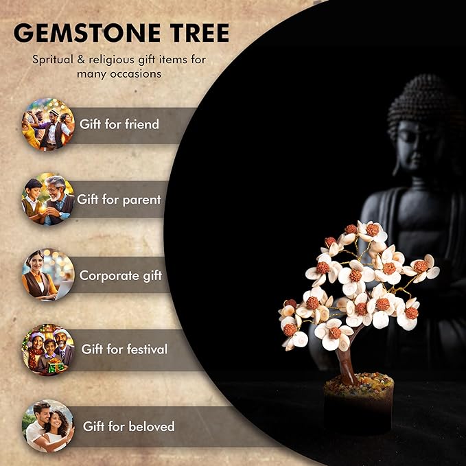 Wonder Care Crystal Tree for Home Decorations Crystals and Healing Stones Witchy Room Crystal Decor Tree Crystal Gifts Gem Tree Christmas Tree Stands for Real Tree-Gomti Rudraksha Tree