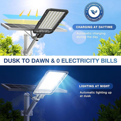 12000W Solar Street Lights Outdoor - 6500K Commercial Parking Lot Dusk to Dawn, Heavy Duty Split Type Solar Lights Outdoor Waterproof with Remote Control for Driveway, Outside(2Pack)