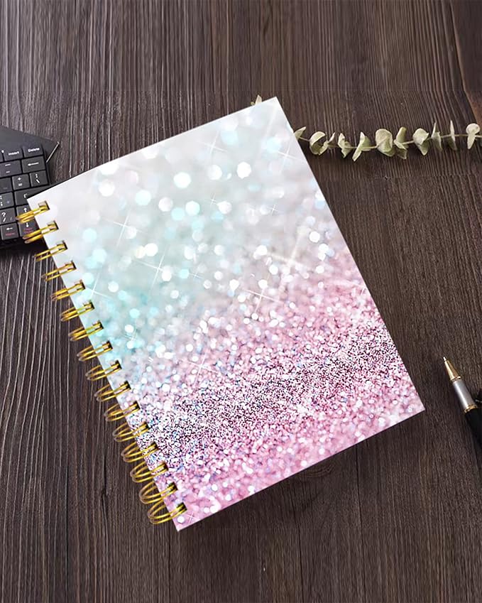 iampanda Spiral Journal Notebook,Strong TwinWire Binding with Premium Paper for Girl Women,Fashion Luxury 60 Sheets A5 College Ruled NotebookJournal,Perfect for School Office Home Gifts,Pink