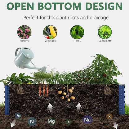 FOOWIN 4pcs 6x3x2ft Galvanized Raised Garden Bed, Planter Raised Garden Boxes Outdoor, Large Metal Raised Beds for Gardening, Garden Bed for Vegetables, Flowers, Herb,269 Gallon Capacity, Royal Blue