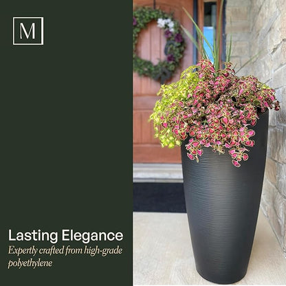 Mayne Inc. Modesto 32in Tall Planter - Neptune Blue - 16in L x 16in W x 32in H - 6 Gallons of Soil Capacity (8880-NB)