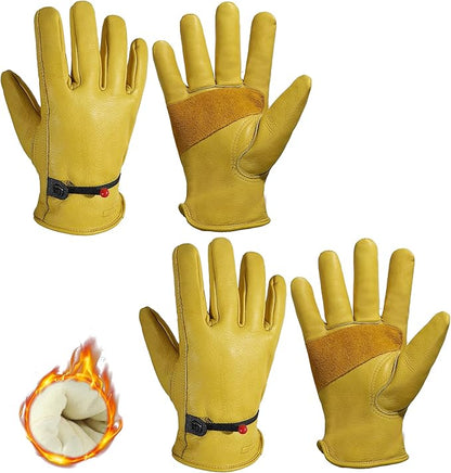 HLDD HANDLANDY Winter Work Gloves, Insulated Leather Work Glove with Abrasion Protection & Thinsulate Lining for Cold Weather