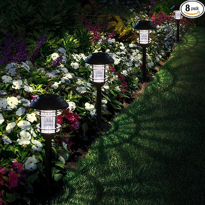 Solar Lights Outdoor Waterproof, 8 Pack LED Solar Garden Lights for Yard, Patio, Walkway, Landscape, Planter