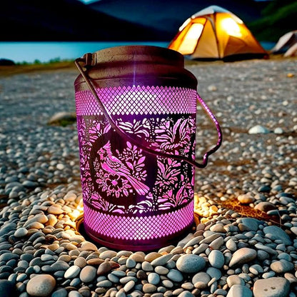 Solar Garden Colorful Lanterns, Hollow Metal Lamp, Waterproof Outdoor Decorative Light for Yard,Patio,Garden Decor (1)