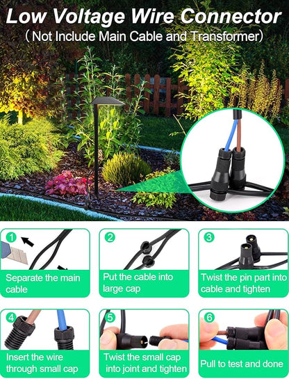 5W Low Voltage Landscape Pathway Lights with Connectors,12-24V Outdoor Path Lights, 3000K Wired Landscape Lights for Yard Garden Walkway, IP66 Waterproof（8Pack）
