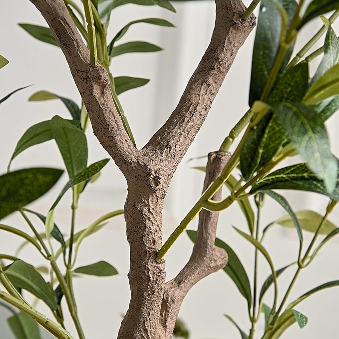 VECELO Artificial Olive Tree 6FT(72inch), Faux Olive Trees in Pot, Tall Fake Plant with Silk Leaves, Realistic Fruits and Dried Moss for Indoor Home Office Decor