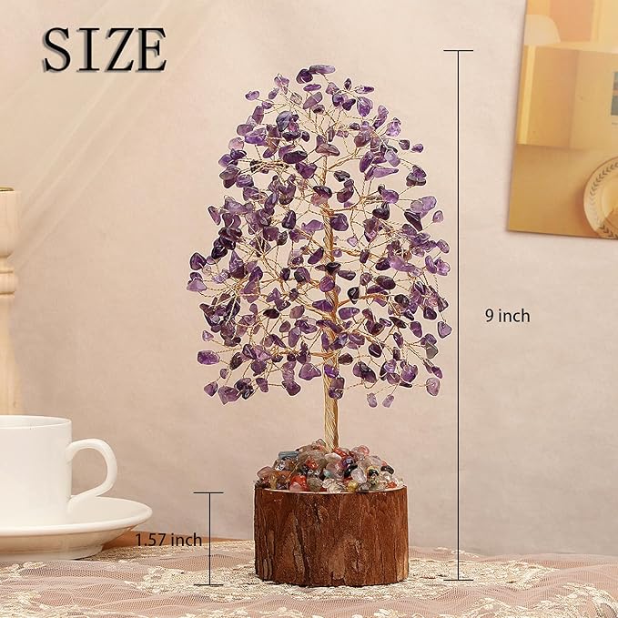 DUQGUHO Amethyst Crystal Tree Purple Ornaments Positive Energy Tree of Life Spiritual Gifts for Women House Warming Gifts New Home Wedding Gifts Crystal Ornament Home Decor