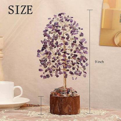 DUQGUHO Amethyst Crystal Tree Purple Ornaments Positive Energy Tree of Life Spiritual Gifts for Women House Warming Gifts New Home Wedding Gifts Crystal Ornament Home Decor