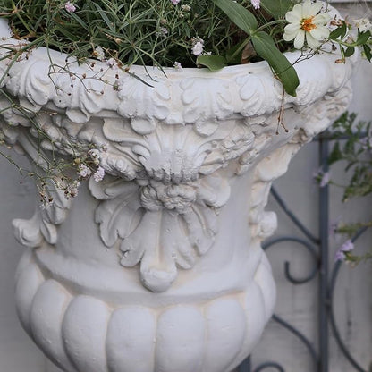 VISIBLE Vintage European Giant Garden Urn Planter, Decorative Cement and Fiber Flower Pot, Make Rust Finished, Wrap Foam Safely Delivered from Local Warehouse (Retro, Large)