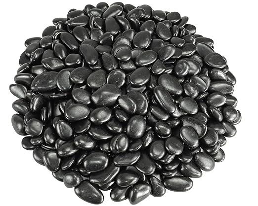 Pebbles for Indoor Plants, 2lbs Black Pebbles 0.5-1.2 Inch Decorative River Rocks for Planters, High Polished Stones for Vase Filler Fish Tank Landscaping Garden