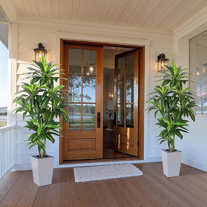 Artificial Dracaena Plant 6ft with White Tall Planter, Potted Artificial Dracaena Silk Plant, Fake Yucca Tree Plant, Home Office Floor Room Decor Plants Indoor Outdoor, Housewarming Gift