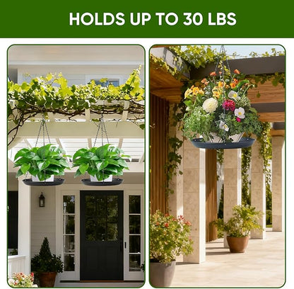 Metal Plant Hanger for Indoor Outdoor Use,Hanging Planters for Plants Basket with 9.8in/11.8inDiameter, Black Window Shelf for Plants（11.8IN）