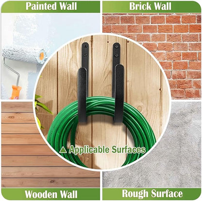 Hose Holders Wall Mount - Heavy-Duty Metal Garden Hose Hanger for Outside - Rust-Proof Hanging Hose Rack Hook Mount for Water Hose (2PCS)