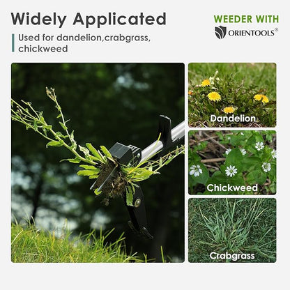 ORIENTOOLS 4 Claws Weed Puller Tool, Stand Up Weed Puller with Long Ergonomic Handle, Weed Puller Tool Stand Up Heavy Duty, Dandelion Picker, Garden Tools for Weeding, Weed Remover Tool for Lawn, Yard