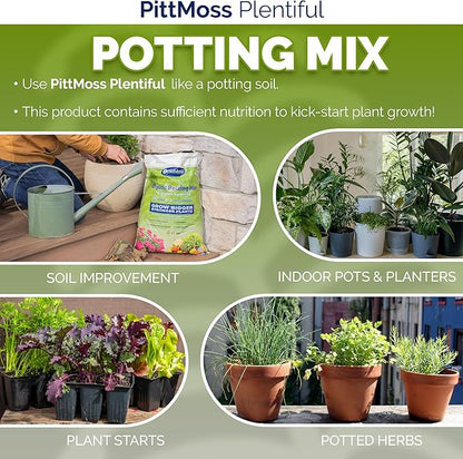 PittMoss Plentiful Eco-Friendly, Organic, Peat-Free Potting Mix, 10 Quarts (Pack of 3) for Gardens, Houseplants, Mulching & More - Made in USA from Recycled Paper