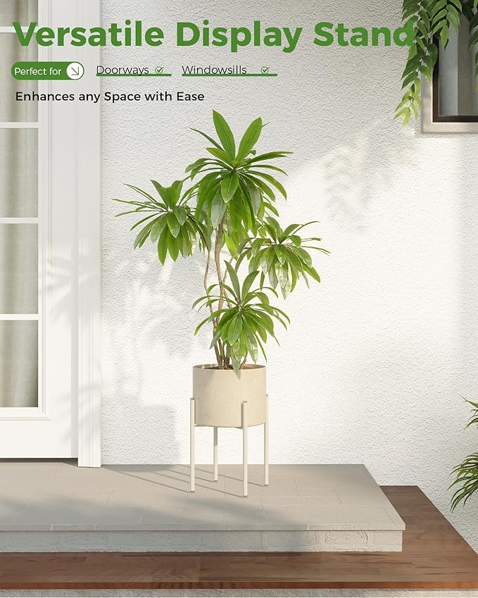 Leaf&lull Single Plant Stand Indoor Corner Plant Stand Metal Plant Holder Tall Flower stand Plant Stool Outdoor Small Plant Table Heavy-Duty Plant Riser 10 Inch Pots Mid Century Modern