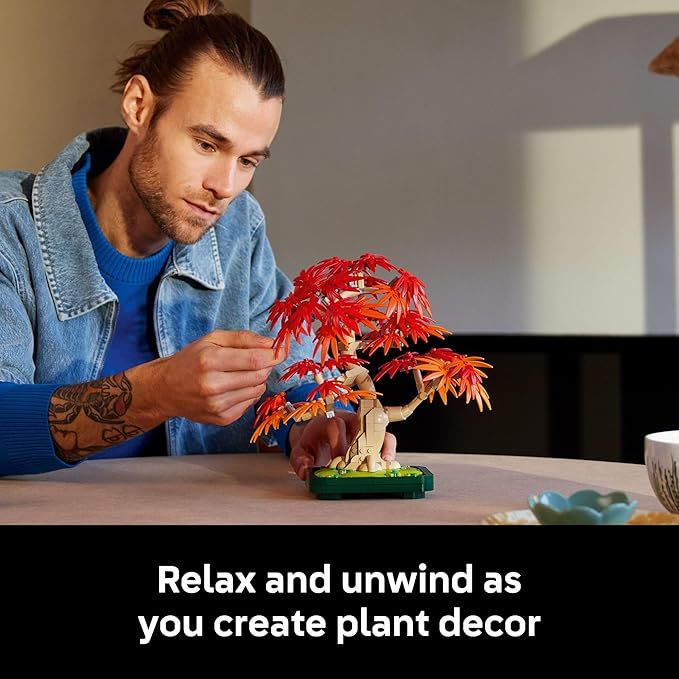 LEGO Botanicals Japanese Red Maple Bonsai Tree Building Kit for Adults 18+ - Unique Home Decor DIY for Room or Office - Housewarming Gift Idea for New Home - Plant Decor for Desk or Bookshelf- 10348