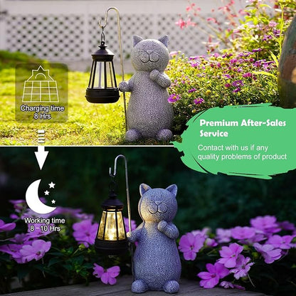 Qeeman Garden Decor Statues: Mothers Day Birthday for Mom Grandma Women Sister Wife Lady Lover - Front Patio Balcony Yard Art Lawn Ornaments Porch Outdoor Outside Decorations (Cat)