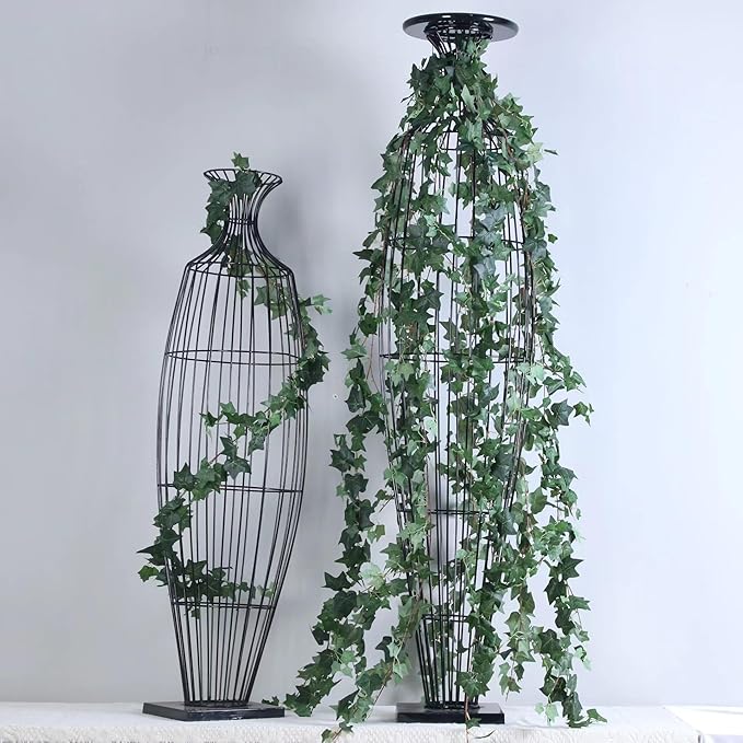 2 Strands Artificial Ivy Vines Garland, Fake Vines for Bedroom with Silk Green Leaves Faux Ivy Garland Greenery, Christmas Home Classroom Decor Garden Wedding Party Wall Aesthetic