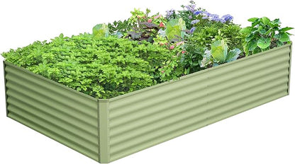 8x4x2FT Galvanized Raised Garden Bed Kit,Vegetable Boxes-Rectangle Metal Flower Box,Large Planter Raised Beds Outdoor Garden for Planting,Fruit,Herb-Green