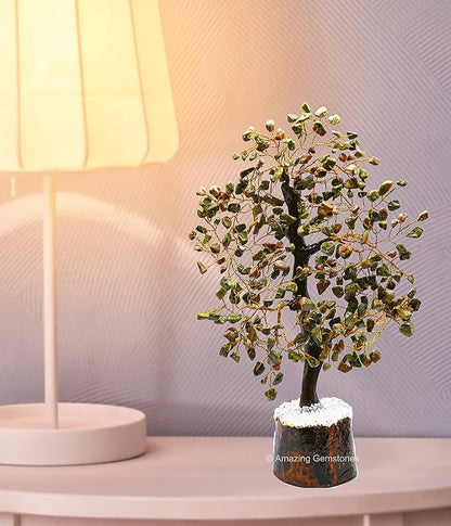 Unakite Natural Healing Premium Crystal Bonsai Feng Shui Fortune Money Tree of Life for Home Office Decor (Gift Box Ready,10-12 Inch)