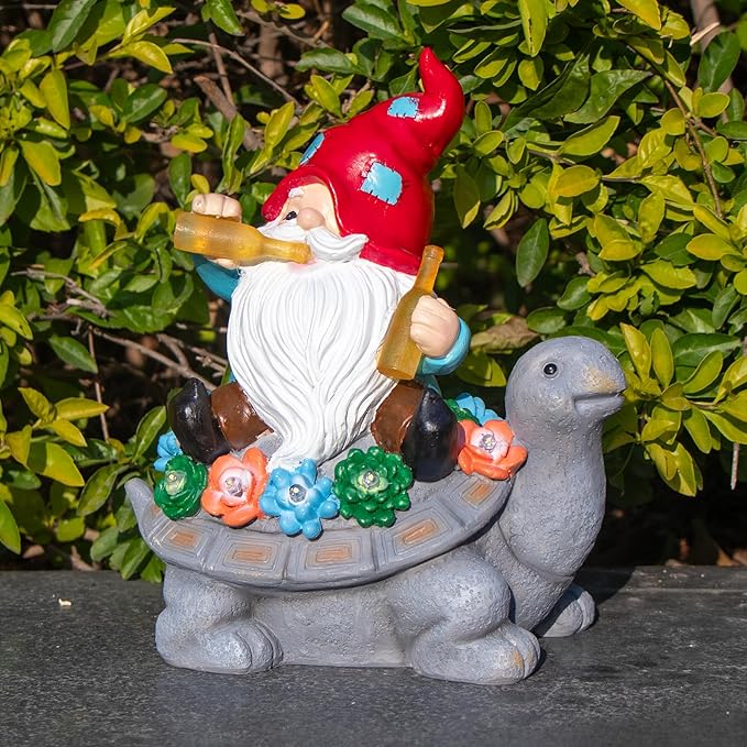 DKJOCKY Solar Turtle Gifts Garden Decor Garden Gnomes for Yard, Gnomes with Solar Lights Garden Decor, Christmas Friendships Birthday Gifts for Women, Mom Unique