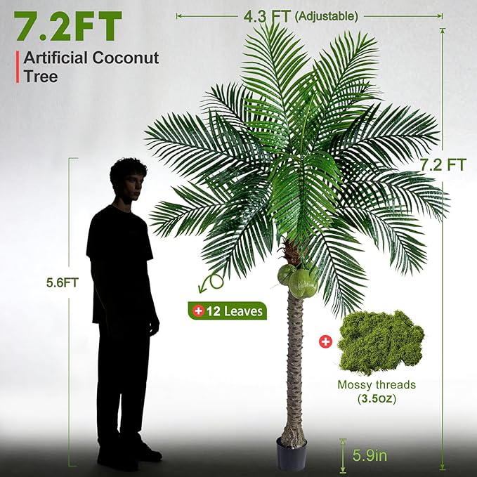 Big Faux Tropical Phoenix Trees Large Artificial Palm Tree Indoor Outdoor Realistic Floor Plants Tall Fake Plant for Modern Home Living Room Office Decor Porch Outside Patio arboles para decoracion