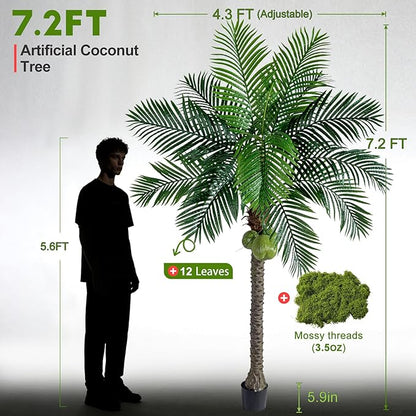 Big Faux Tropical Phoenix Trees Large Artificial Palm Tree Indoor Outdoor Realistic Floor Plants Tall Fake Plant for Modern Home Living Room Office Decor Porch Outside Patio arboles para decoracion