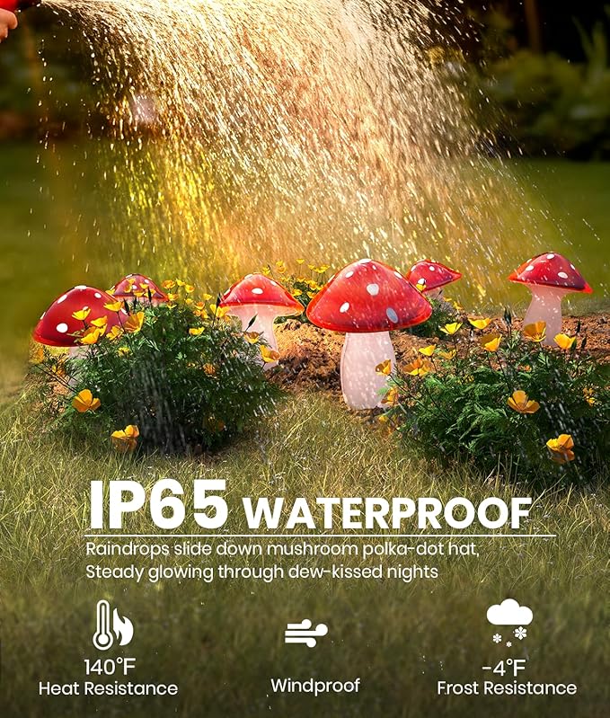 Upgraded Solar Mushroom Lights Outdoor, 9 Pack Garden Stake Light with 8 Lighting Modes, IP65 Waterproof Solar Pathway Fairy Decor for Yard/Flower Bed/Patio/Landscape/Backyard, Christmas Gift, 30 FT