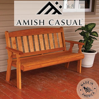 Amish Casual Outdoor Heavy Duty 800 LB Mission Pressure Treated Garden Bench(4 Foot, Cedar Stain)