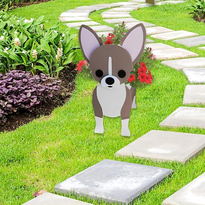Chihuahua Dog Planter Plant Pots,Cute Dog Flower Planter,Gifts for Pet Lovers,Unique Animal Plant Pots,Office,Indoor Outdoor Garden Decor(9.45 * 8.66 * 13.39in)