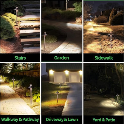 Low Voltage Pathway Lights, 3CCT LED Landscape Path Lights, Outdoor Waterproof IP65, Wired ORB Aluminum 5W 150LM for Sidewalk Step 4 Pack