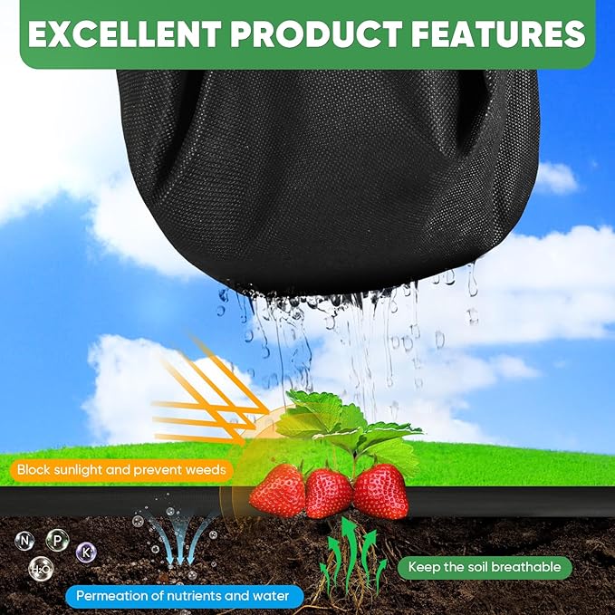 Non-Woven Thick Weed Barrier Fabric 3 FTx180 FT, 3.2oz Heavy Duty Weed Barrier Landscape Fabric, Ground Cover for Superior Weed Control, Easy Setup for Gardens, Landscaping, Flower Beds (Green)