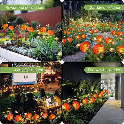 Solar Garden Lights, 8 Pack Solar Swaying Bee Lights with Flowers, Waterproof Firefly Light Outdoor for Garden Patio Yard Pathway Fall Decoration, Gifts for Women Mother's Day