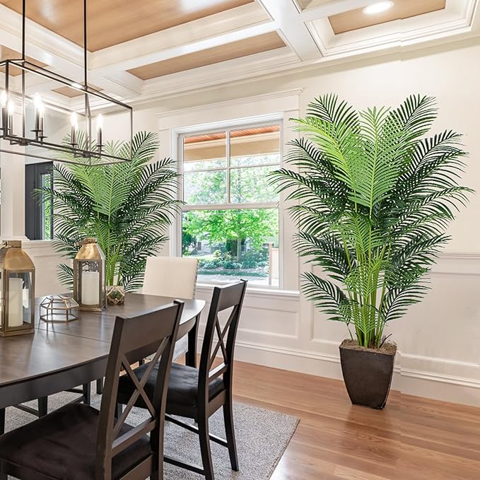6 Ft Artificial Tropical Palm Tree With 24 Removable Leaves - Large Faux Plant for Indoors and Outdoors, Silk Housewarming Gift, K185