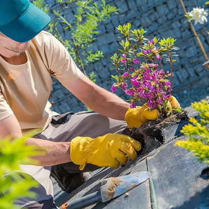 Leather Work Gloves for Men & Women, Reinforced Durable Gardening Gloves,Cowhide Work Gloves,Puncture & Cut Resistant