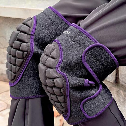 Gardening Knee Pads for Men Women, Soft Knee Cushion with Straps for Scrubbing Floors, Safety Kneeling Pads for Housekeeping Working, Flooring Knee Pad for Kneeling Crawling for Christmas, Purple L (1 Pair)