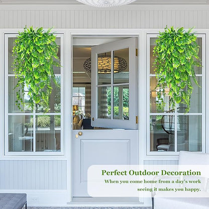8 Pack Artificial Hanging Plants Fake Greenery Plants Fake lvy Vine for Home Wall Garden Indoor Outdoor Decoration (31'' Faux Boston Ferns,Palm Leaves)