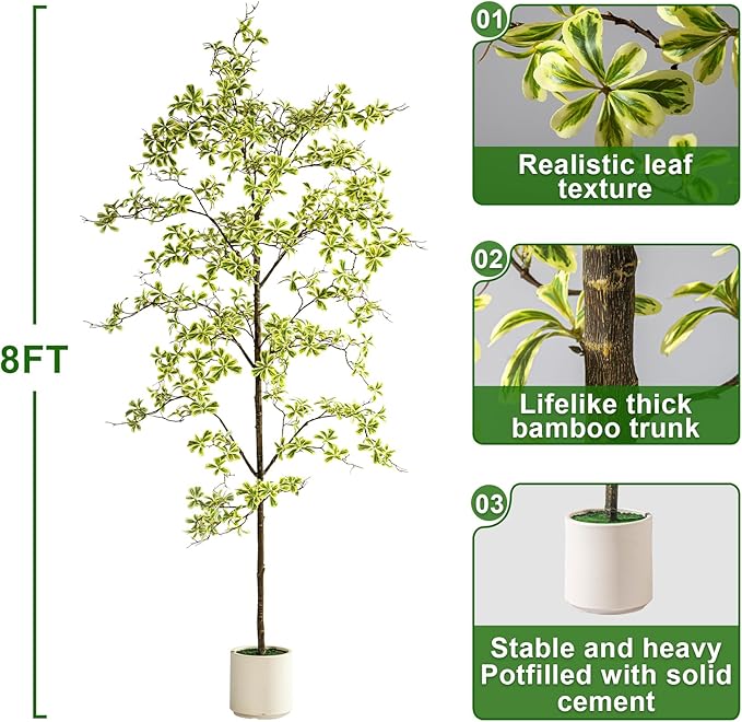 8FT Artificial Black Olive Tree Artificial Olive Plants, Tall Faux Olive Tree Faux Silk Plant Fake Plant Ultra-Realistic Silk Leaves & Natural Trunk Indoor Outdoor Use