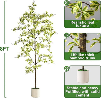 8FT Artificial Black Olive Tree Artificial Olive Plants, Tall Faux Olive Tree Faux Silk Plant Fake Plant Ultra-Realistic Silk Leaves & Natural Trunk Indoor Outdoor Use